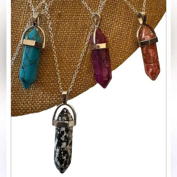 Hexagonal Stone or Crystal Pendant on 925 Sterling Silver Chain. - Picture 5 of 16